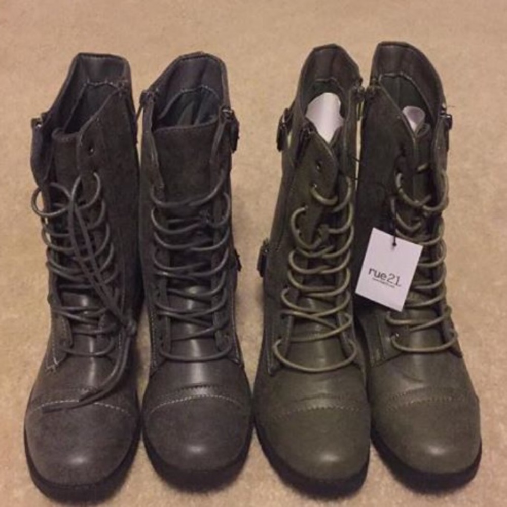 2 pairs of ladies combat boots